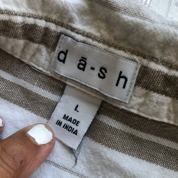 Dash Women’s Size L Tan/White Sleeveless Bohemian Style Blouse Button-Up Shirt - Picture 7 of 16